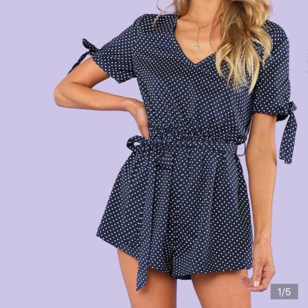 Belted Polka Dot Romper